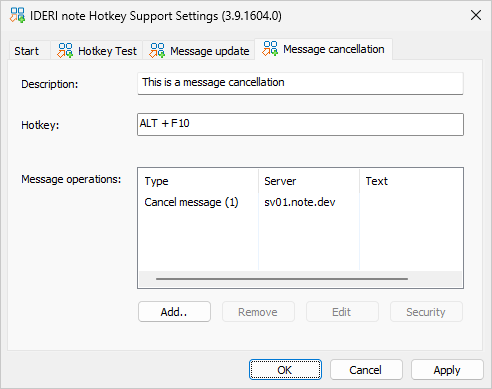 Page for the new message update hotkey in the control panel applet