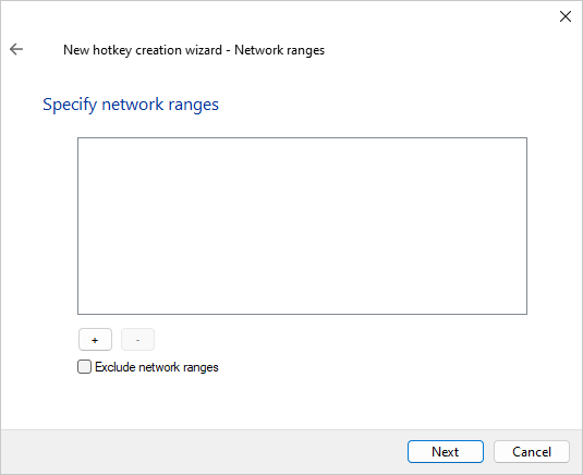 Hotkey network ranges option page