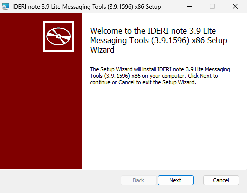 Welcome screen of the |INOTE| Lite Messaging Tools installation