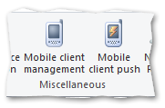 The "Mobile client management" button in the |INOTE| administrator ribbon control