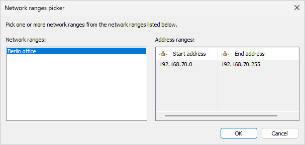 Selecting network ranges for the new message