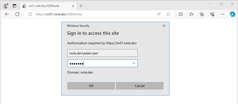 IDERI note web UI basic authentication prompt