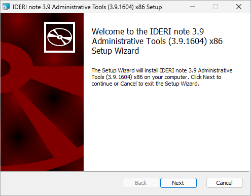 Administrative tools setup welcome screen