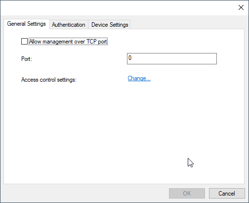 Configuration page for the gateways common and security settings