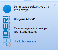 The message as shown on the desktop of Albert.Tross