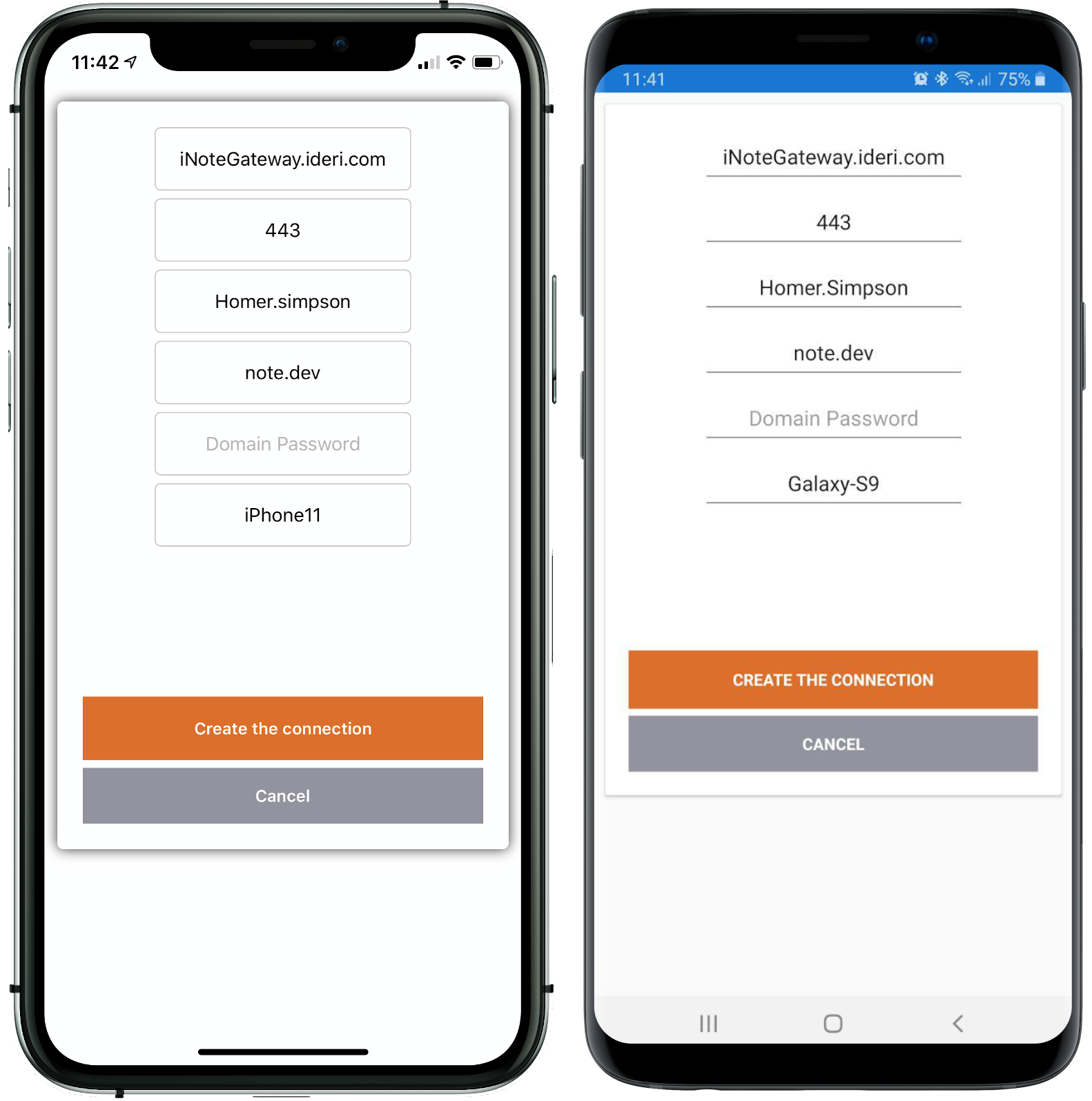 Dialog for a new connection in the |INOTEMOB| App