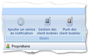 Le bouton « Push du client mobile » dans le ruban administrateur |INOTE|