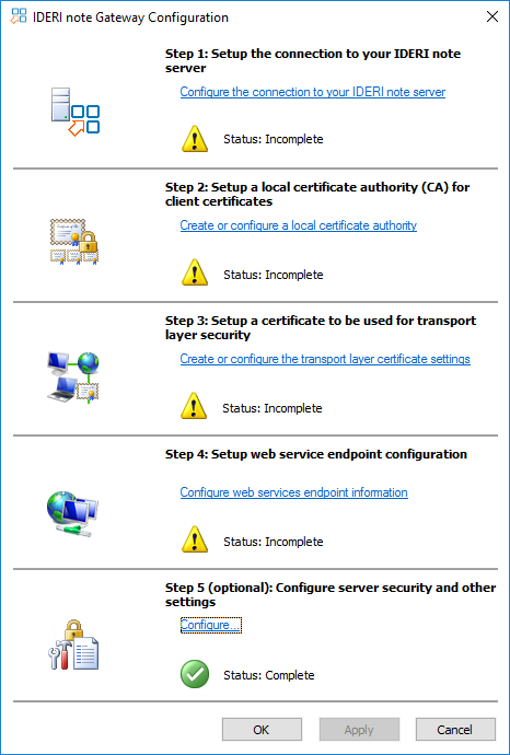 Configuration overview of the |INOTEGW| on first start