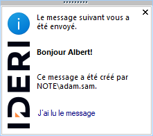 The message as shown on the desktop of Albert.Tross