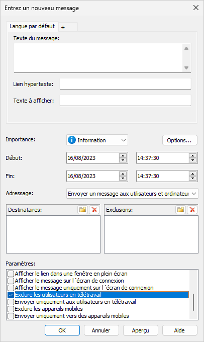 The two home office options "Exclude home office users" and "Send only to home office users"